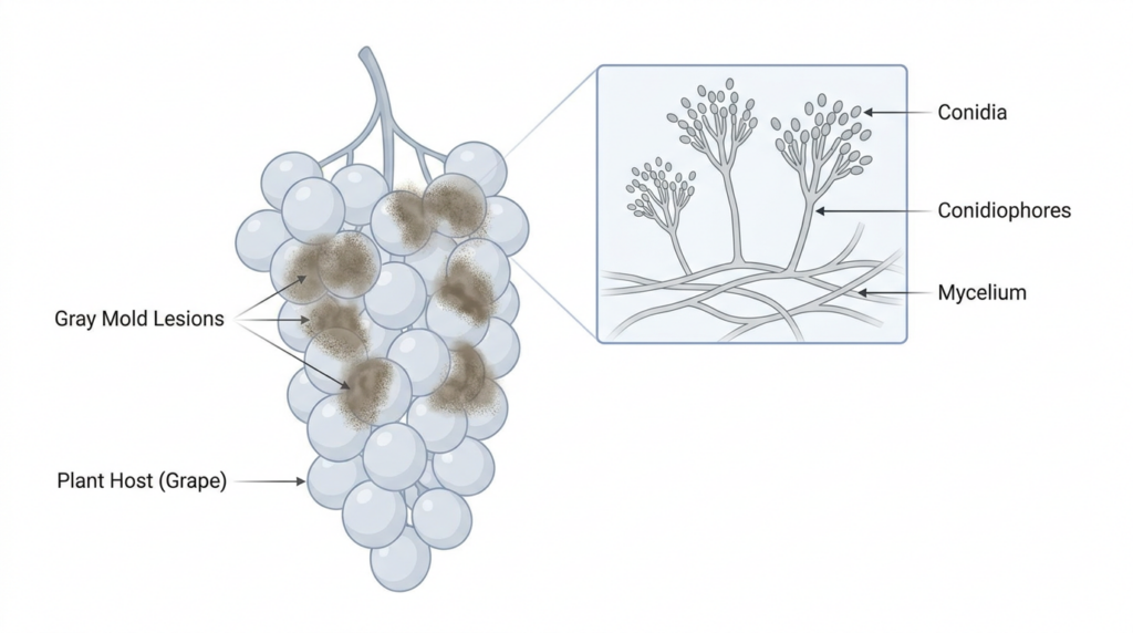 Botrytis grey-mold illustration