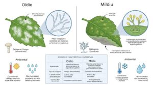 Oídio y mildiú velloso comparación científica